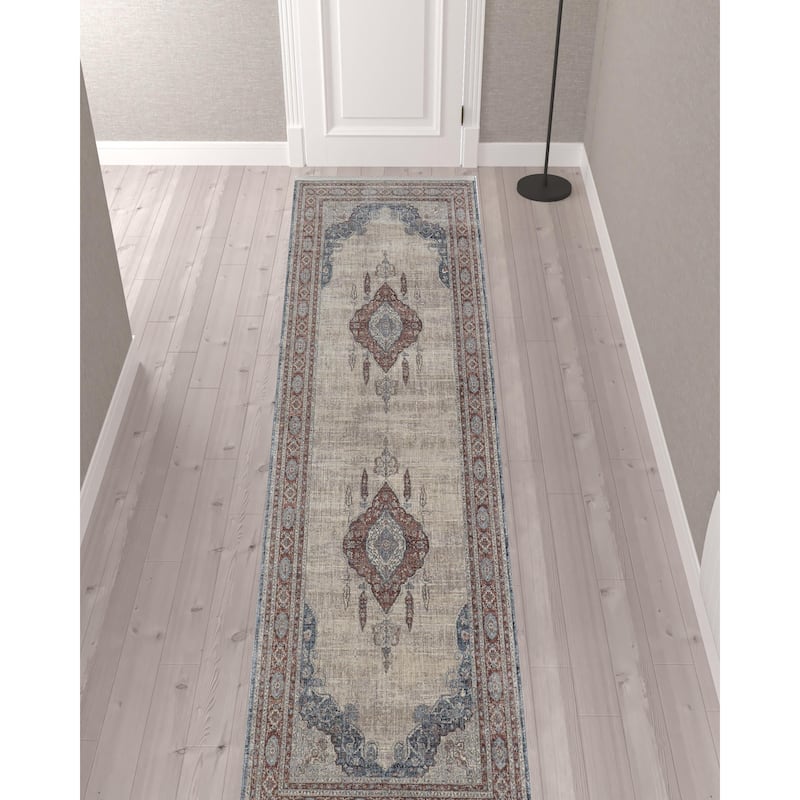 Weviq Power Loomed Floral Stain Resistant Area Rug By HomeRoots - 12' Runner
