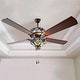 preview thumbnail 1 of 10, River of Goods Lemsine Blue Tiffany-Style Stained Glass Ceiling Fan - 52"L x 52"W x 19"H - 52"L x 52"W x 19"H Pull Chain/Hardwired/Remote
