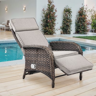 Outdoor Lounge Chairs with Adjustable Brown - Beige