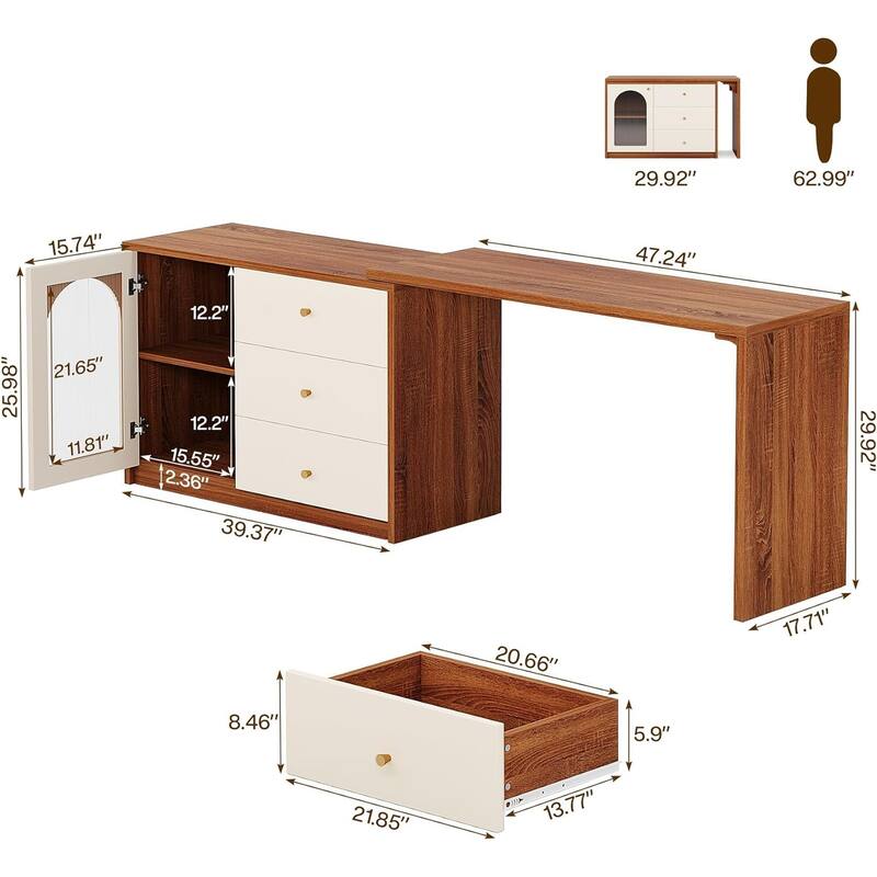Retractable Makeup Vanity Vanity Desk Dressing Table for Bedroom