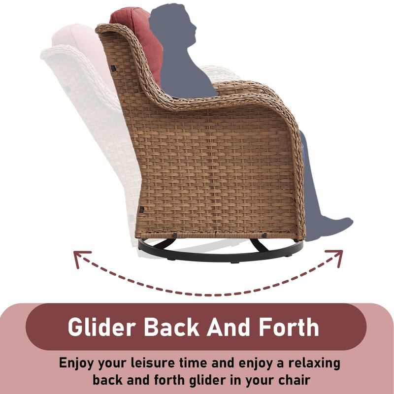 Outdoor Swivel Chairs Patio Rocker Glider Chairs with Coffee Table