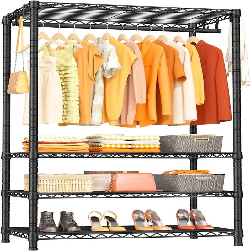 4 Tier Metal Clothes Garment Rack for Bedroom and Cloakroom