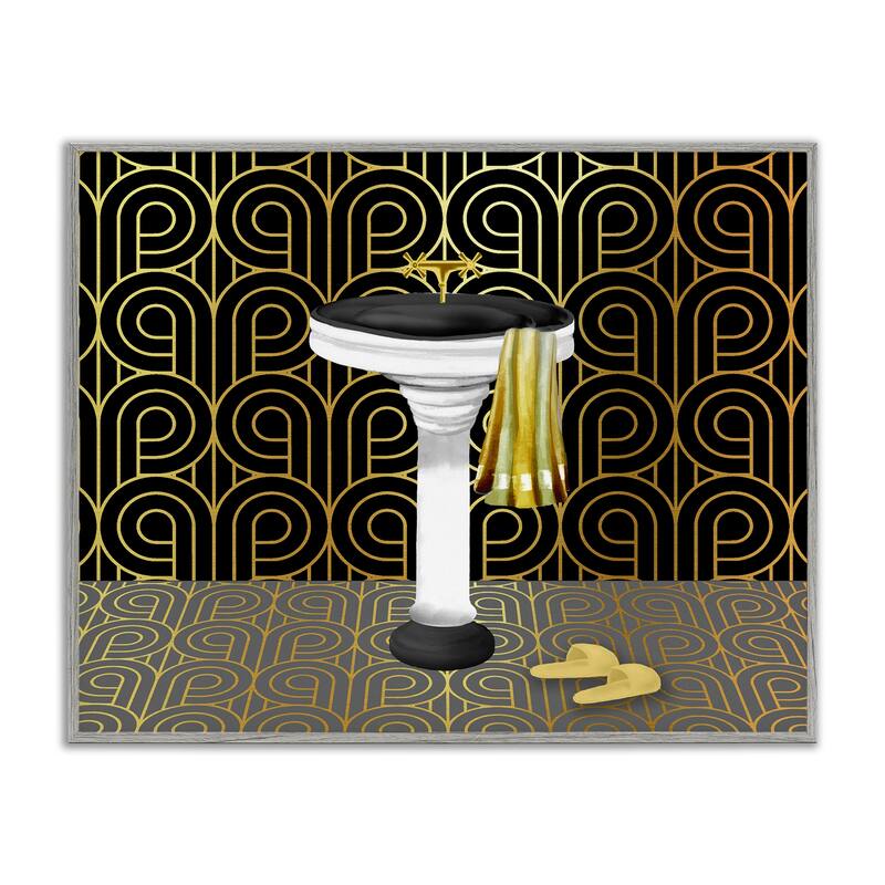 Stupell Bathroom Sink Deco Style Framed Giclee Art Design By Conrad Knutsen - 20 x 16 - Grey