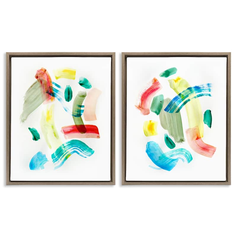 Stupell Macarana Abstract Hues Framed Floater Canvas Wall Art Design By Gemma Bardot (Set of 2) - 17 x 21 - Brown