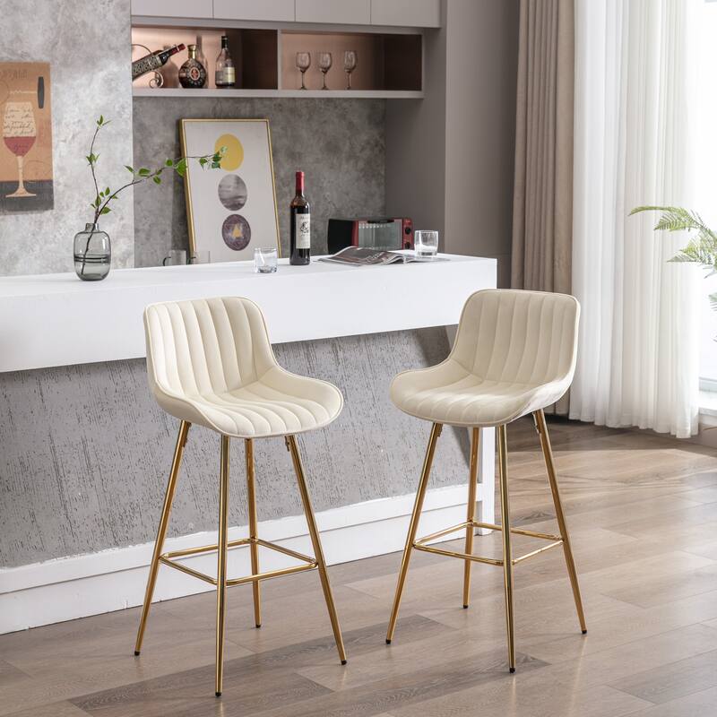 Bar Stools with Chrome Footrest and Base Velvet
