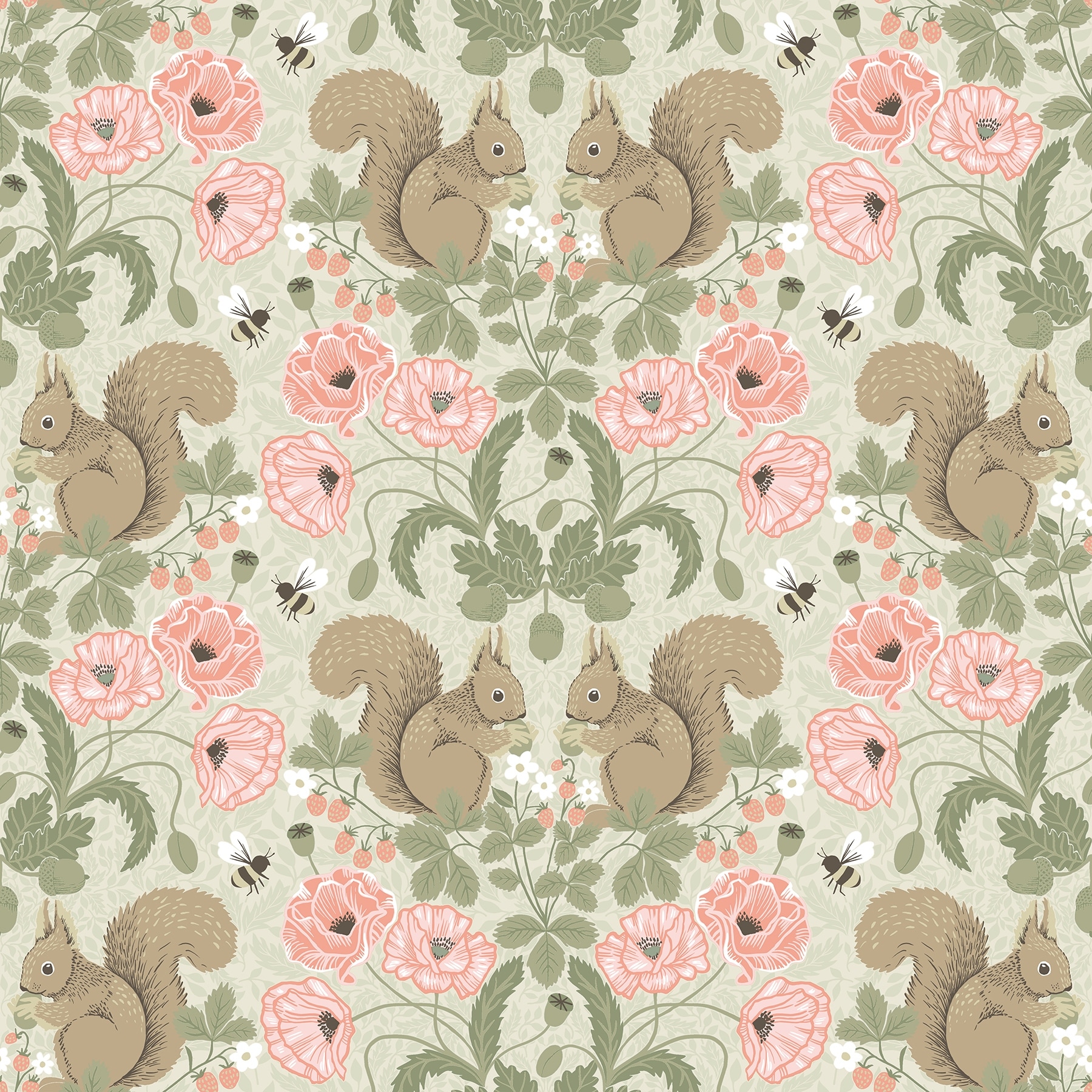 A-Street Prints Kurre Pink Woodland Damask Wallpaper