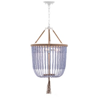 SAFAVIEH Lighting Beaded Adjustable 3-light Angie Blue Pendant - 18"x18"x35.5- 107.5"