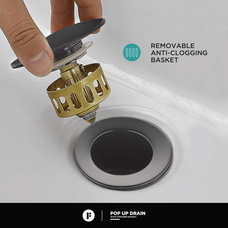 Fine Fixtures Modern Single Hole Bathroom Sink Faucet with Pop-up Drain and Strainer Basket