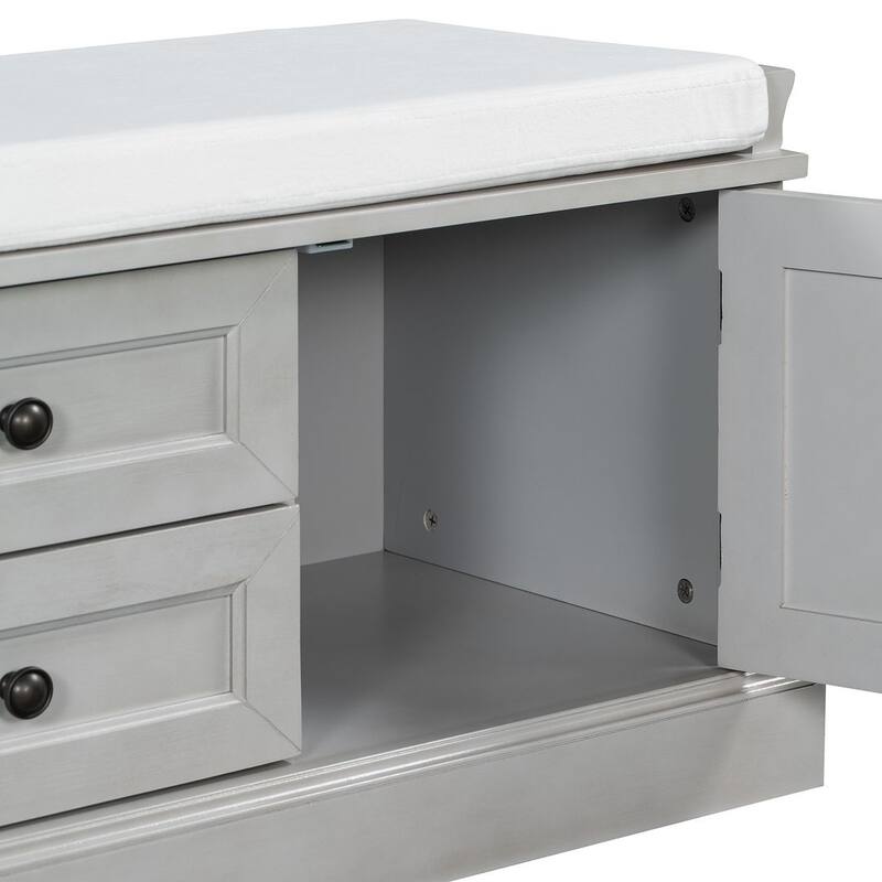 Storage Bench Shoe Bench with Removable Cushion for Living Room