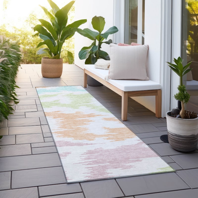 Machine Washable Indoor/ Outdoor Chantille Global Boho Rug - White - 2'3" x 7'6"