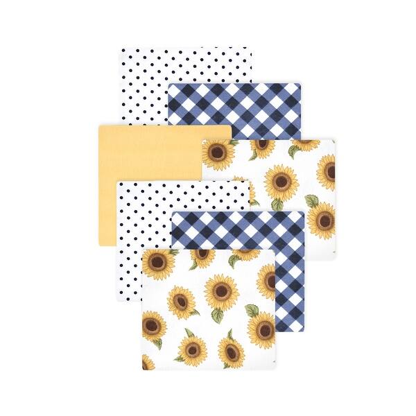 slide 1 of 1, Little Treasure Hudson Baby Girls Cotton Poly Flannel Receiving Blankets Multipack, Yellow Sunflower, 30x30 inches 30x30 inches - Yellow Sunflower