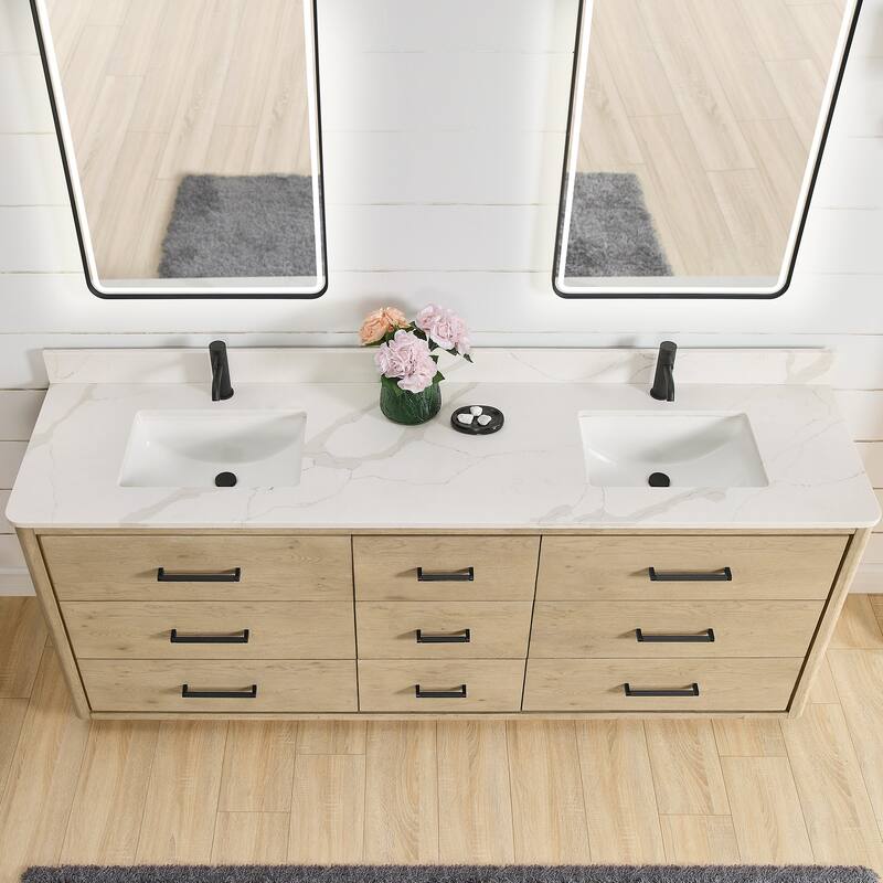 Miseno MV-706584 Porto 84" Free Standing Double Basin Vanity Set with