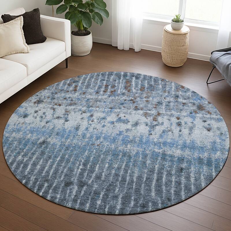 Machine Washable Indoor/ Outdoor Boho Modern Chantille Rug