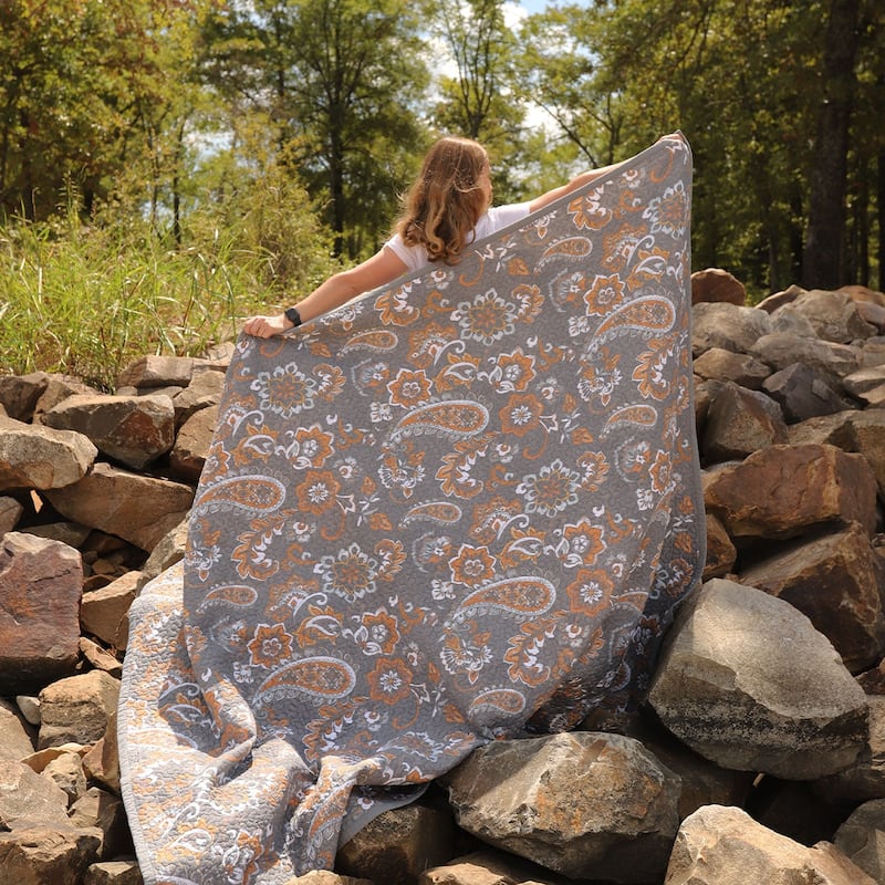 Paseo Road by HiEnd Accents Abbie Floral Paisley Reversible Quilt Set, 3PC