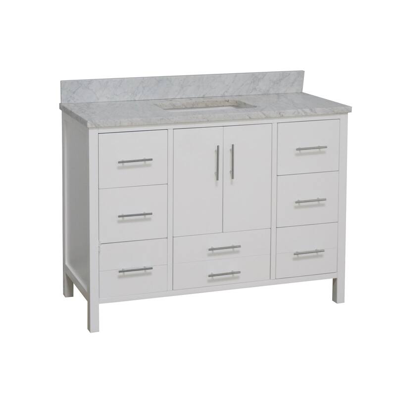 KitchenBathCollection California 48" Bathroom Vanity with Carrara Marble Top