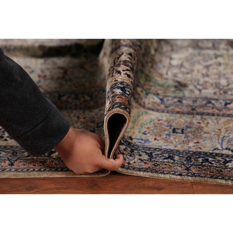 Handmade Silk Nain Persian Area Rug Oriental Carpet - 7'5"x 10'9"