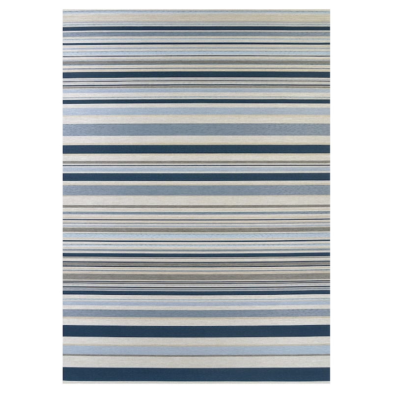 Dream Decor Rugs Gelato Summer Striped Bliss Indoor Outdoor Area Rug - 4' x 5'10" - Blue/ Grey