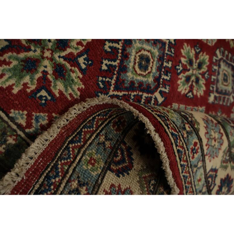 Hand Knotted Oriental 100% Wool Carpet Traditional All-Over Red Kazak Area Rug - 5' 11'' X 4' 2''