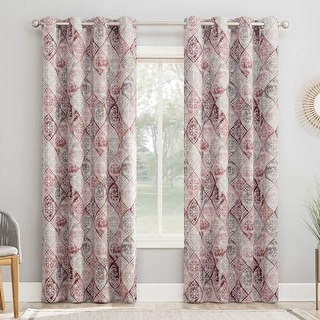 Sun Zero Sahar Global Medallion Print Room Darkening Grommet 1-Piece Curtain Panel, Single Panel