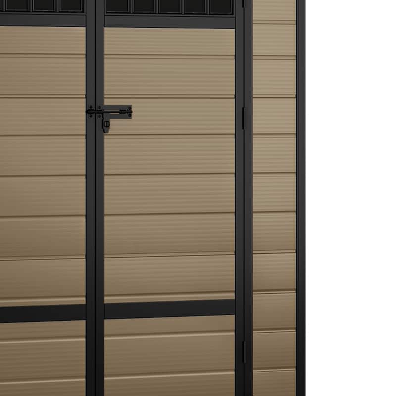 Moasis 6x4.4 FT Outdoor Storage Shed, All-Weather Resin Plastic Storage Shed with Windows, Slanted Roof, Raised Floor