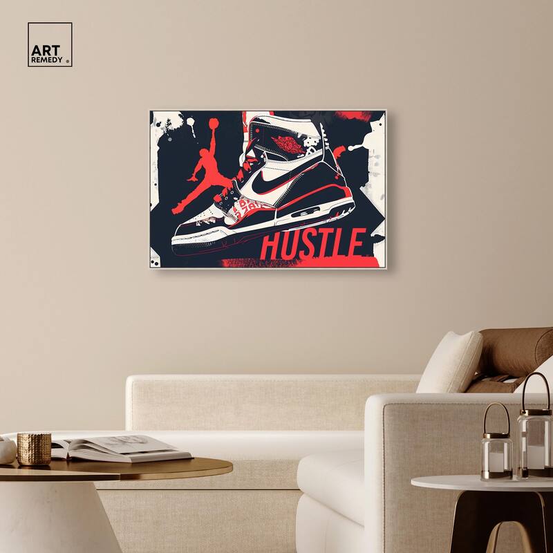 Navy Red Hustle Sneaker Canvas by Art Remedy