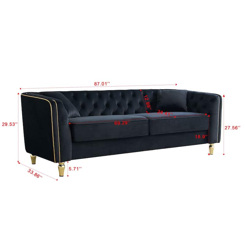 87.01"Modern Tufted Velvet Sofa ,Stylish And Comfortable For Living Room Sofa,Hotel Apartment