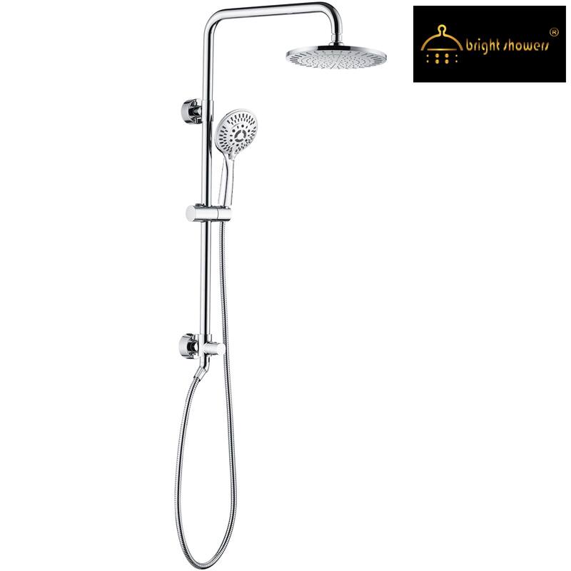 BRIGHT SHOWERS Rain Shower heads system including rainfall shower head and handheld shower head with height adjustable holder