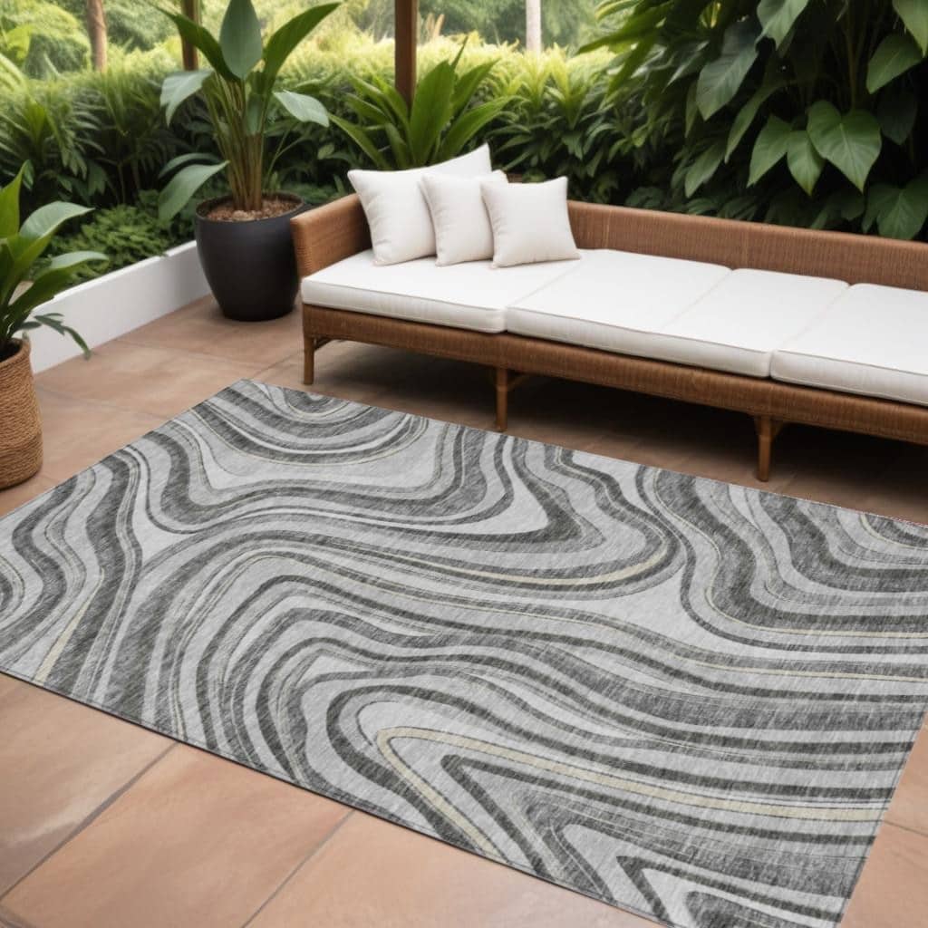HomeRoots Abstract Transitional Rectangle Outdoor Rug