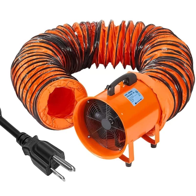 12 Inch 3500 CFM Heavy Duty Utility Blower Fan, Portable Industrial Exhaust Fan with 32.8ft Vinyl Hose - Orange
