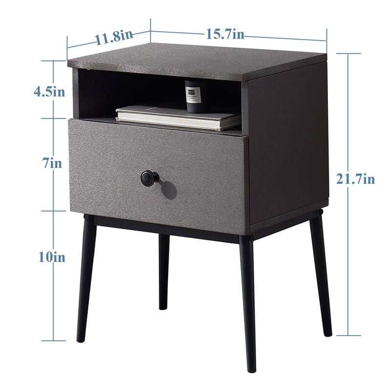 VECELO Modern 1-Drawer Wood Nightstand