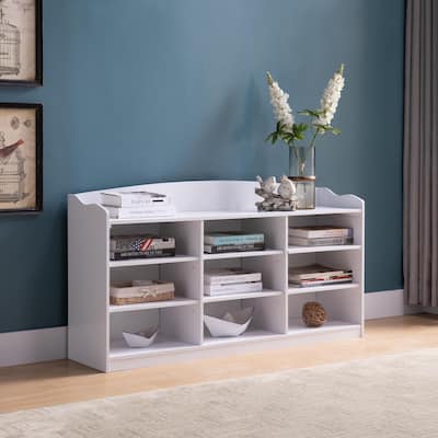 Shoe Bench with 9 Shelves