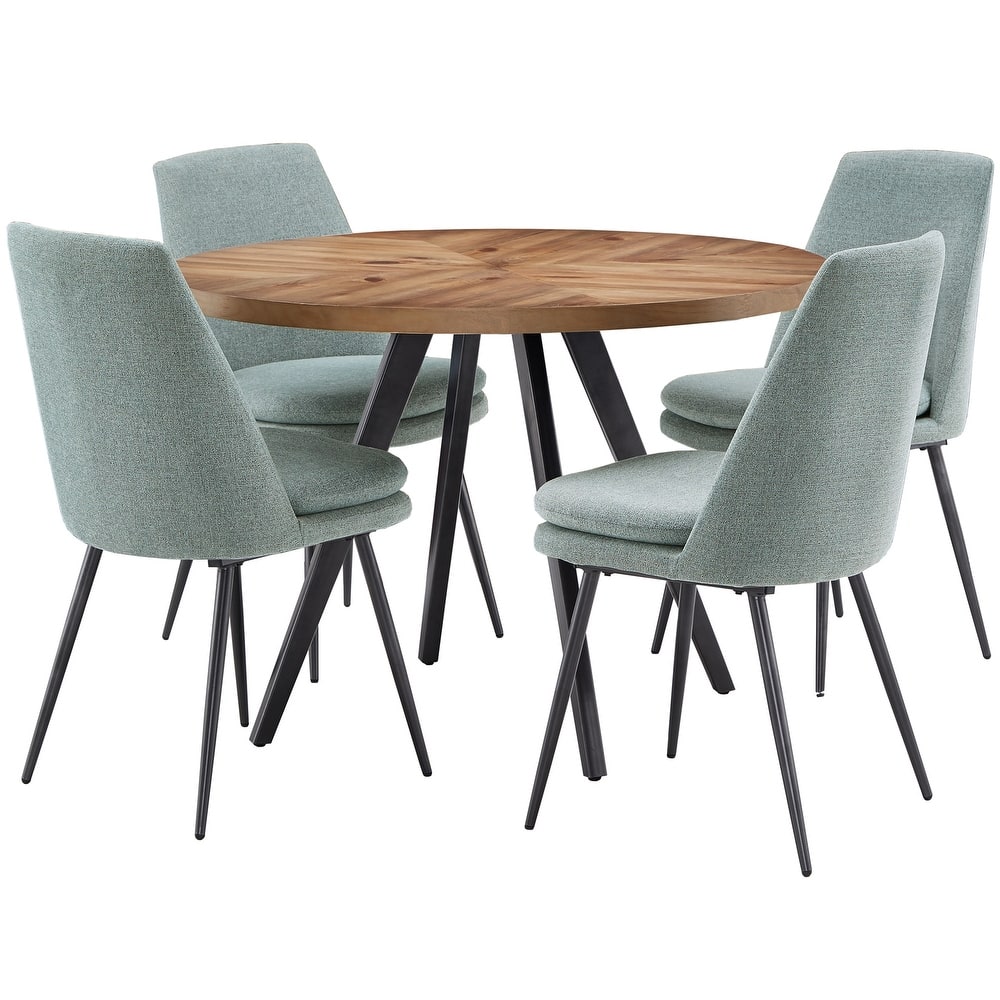 Saki Iron Grey Finish Chenille Fabric 5-Piece Dining Set by iNSPIRE Q Modern