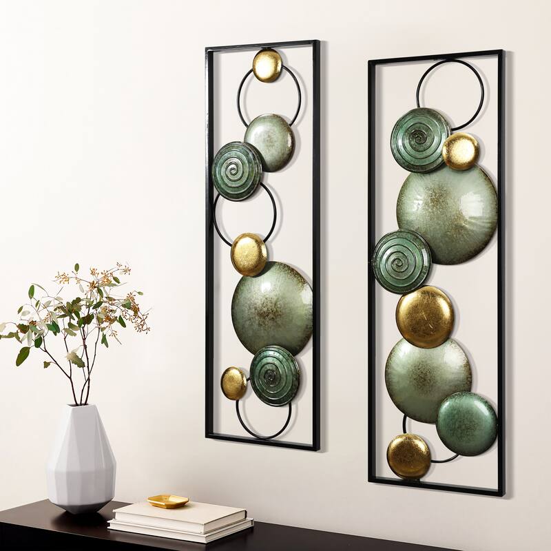 Modern Gold and Green Metal Wall Decor (Set of 2)