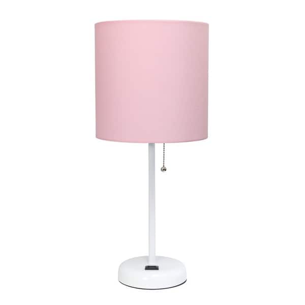 slide 2 of 101, Porch & Den Custer Metal/ Fabric Lamp with Charging Outlet Pink on White base