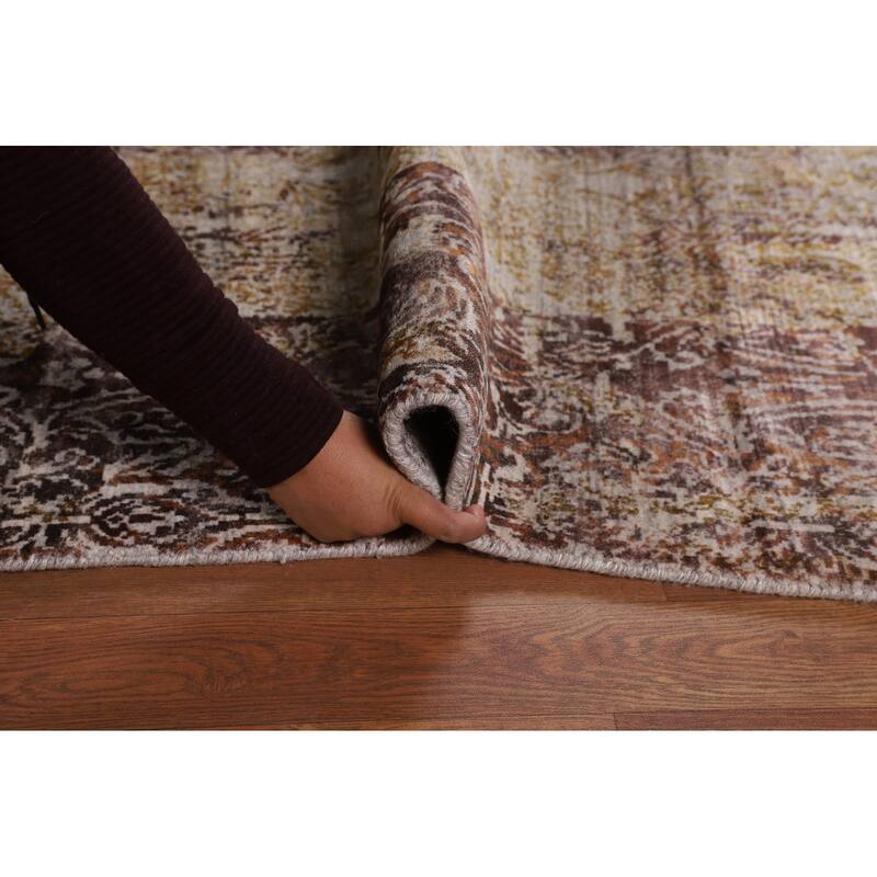 Abstract Indian Area Rug Hand-Knotted Wool Carpet - 6'0" X 9'2"