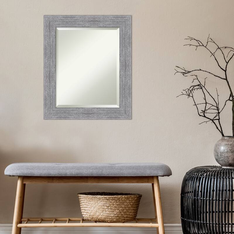 Beveled Bathroom Wall Mirror - Bark Rustic Char Frame