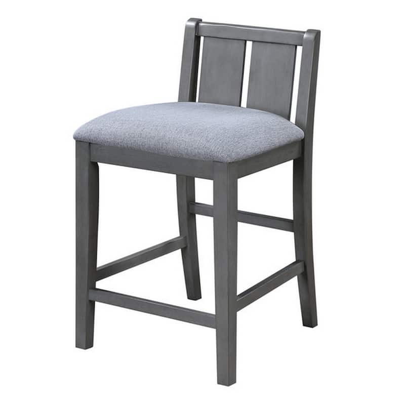 Ham 25 Inch Counter Height Chair Set of 2, Gray Upholstery, Solid Wood