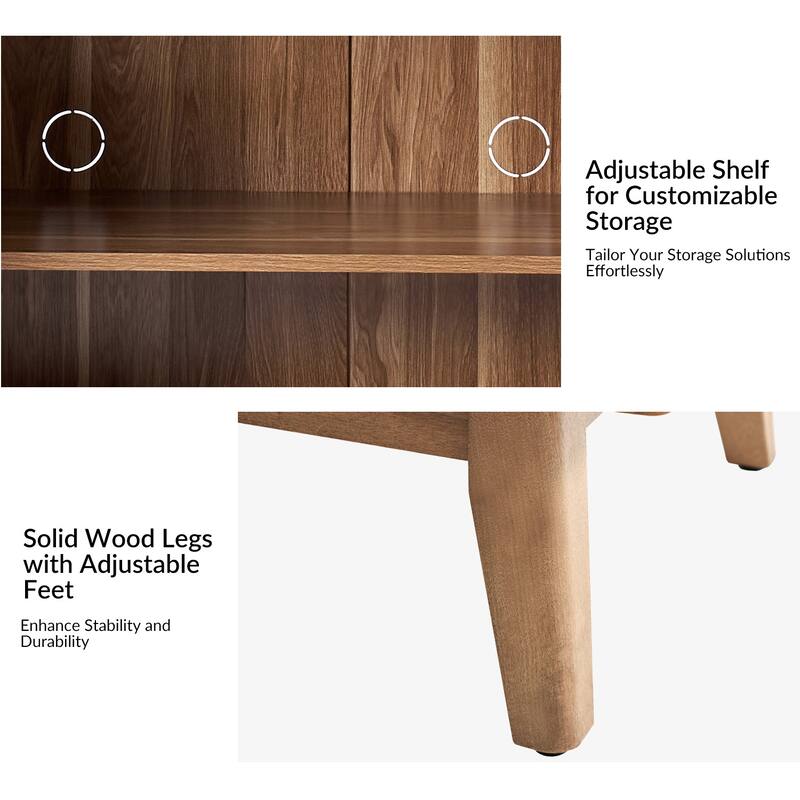 Jack Modern 63" Wide Sideboard with Handwoven Doors and Adjustable Shelf by HULALA HOME