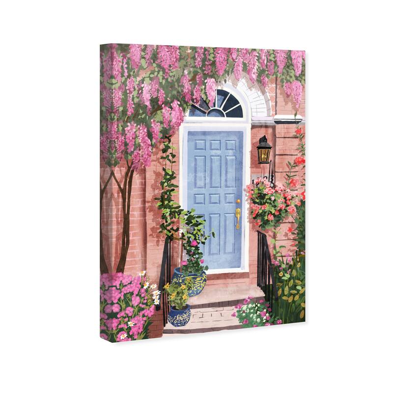 Wynwood Studio Canvas Floral and Botanical Door entrance blooms Pink and Modern & Contemporary Wall Art Canvas Print