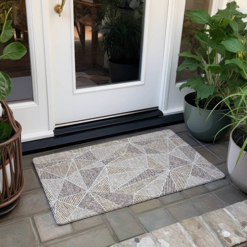 Machine Washable Indoor/ Outdoor Chantille Geometric Mosaic Rug