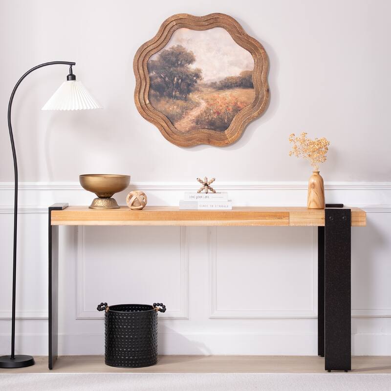 Rustic Industrial Console Table - 60" Entryway Table with Engineered Wood Top & Distressed Faux Rust Metal Legs - Multi