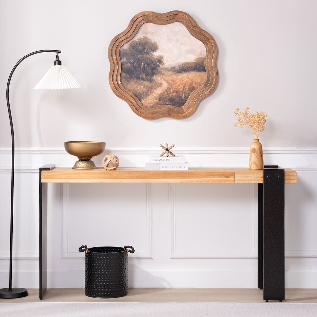 Rustic Industrial Console Table - 60" Entryway Table with Engineered Wood Top & Distressed Faux Rust Metal Legs