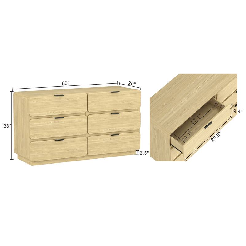 Manhattan Comfort Chrystie 60 Inch 6 Drawer Dresser