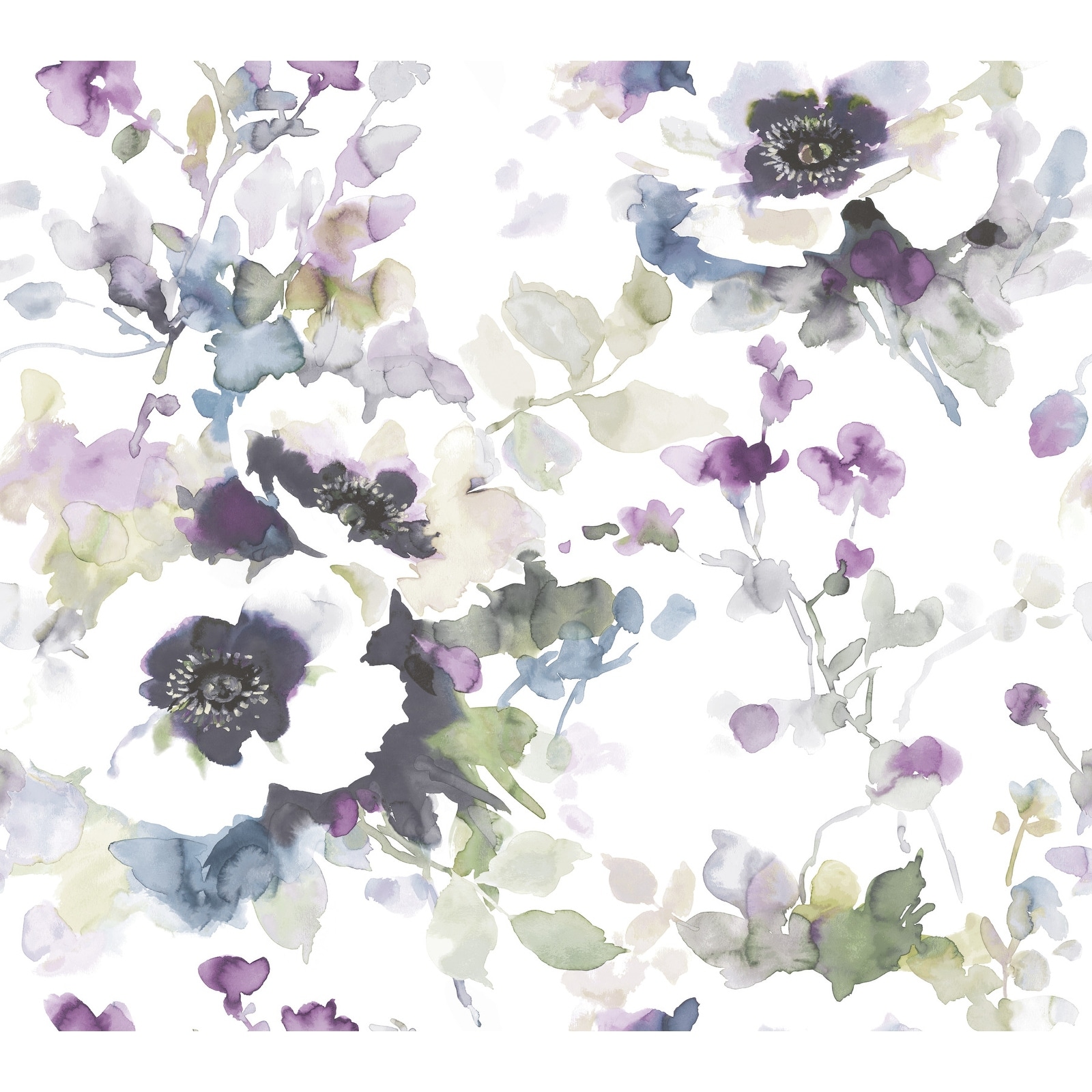 York Wallcoverings Lilac and Green Garden Anemone Peel and Stick Wallpaper