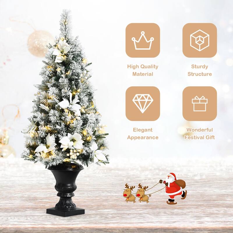 Prelit Flocked Christmas Entrance Tree Pack Artificial Christmas Tree