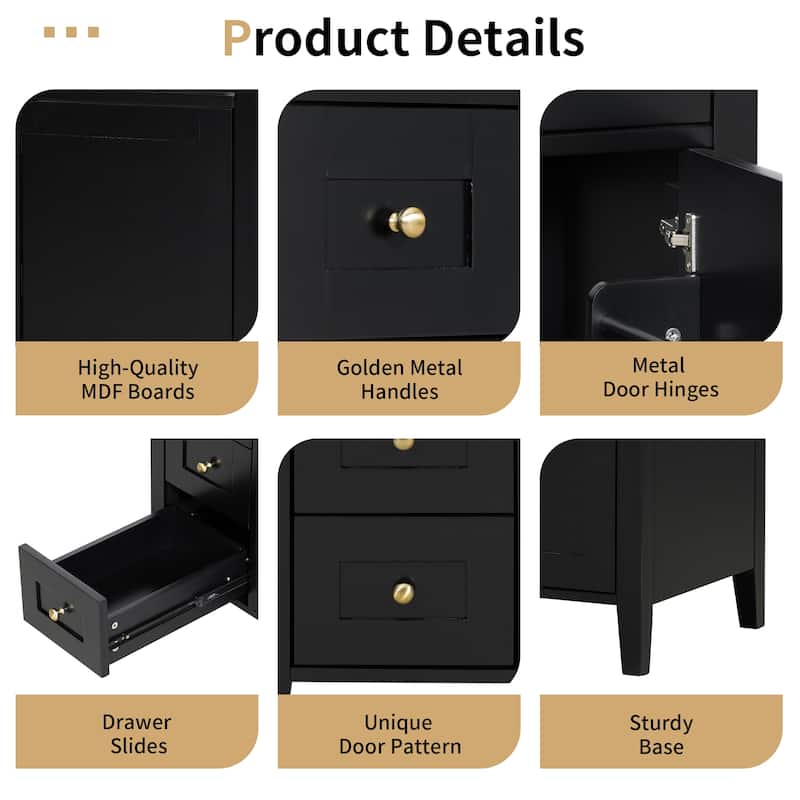 30-Inch Bathroom Vanity with Sink, MDF and Solid Wood Cabinet, 3 Drawers and Adjustable Shelf, Freestanding Design