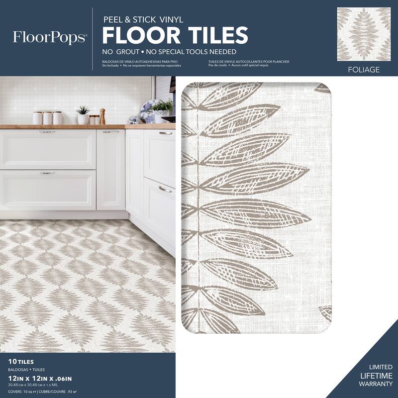 FloorPops Foliage Peel & Stick Floor Tiles