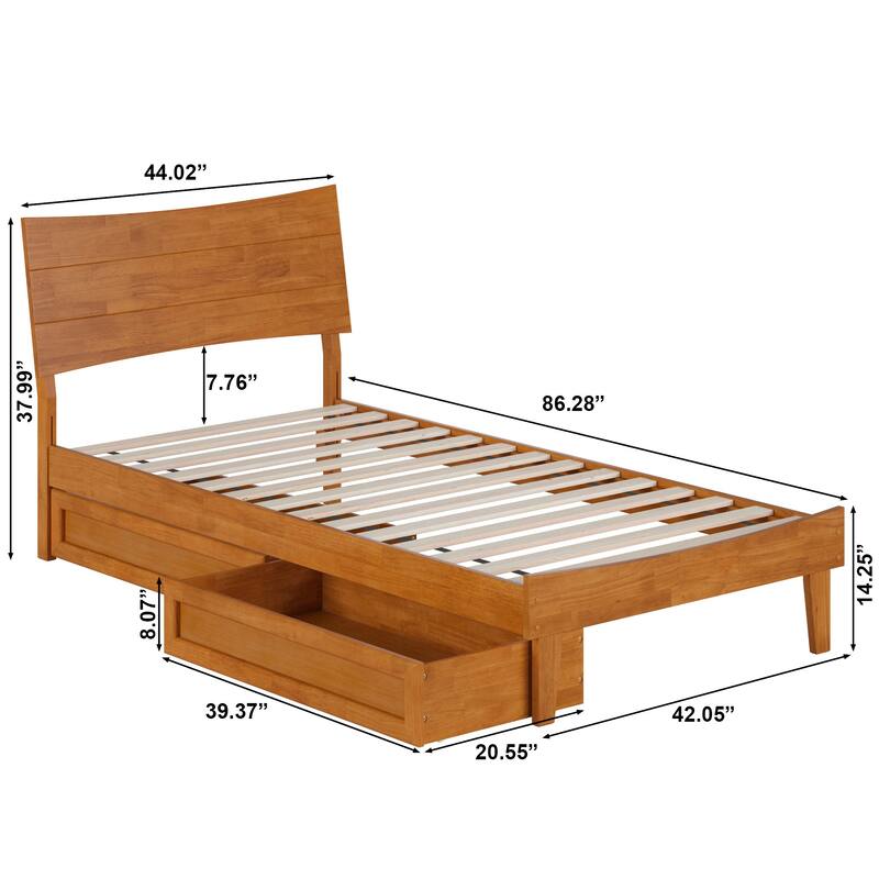 Phoenix Wood Platform Bed with Storage Drawers