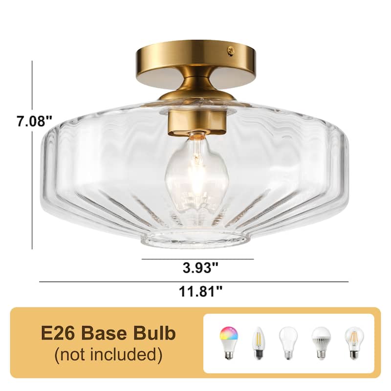 Starsky 1-Light Handcrafted Radiating Texture Art Glass Flush Mount