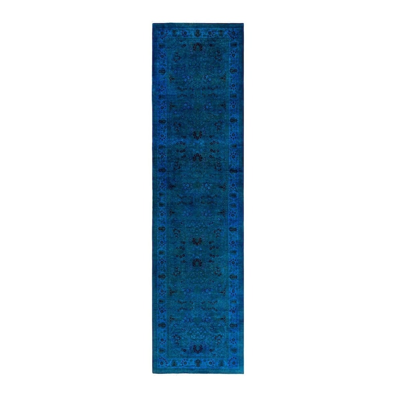 Fine Vibrance One-of-a-Kind Hand-Knotted Runner Rug - Brown, 3' 2" x 12' 2" - 3' 2" x 12' 2"